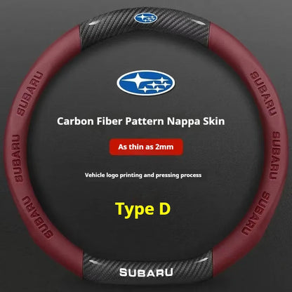 For Subaru Brz Wrx Xv Ascent Forester Outback Impreza Legacy Car AntiSlip Carbon Fiber Leather Ultrathin Steering Wheel Cover
