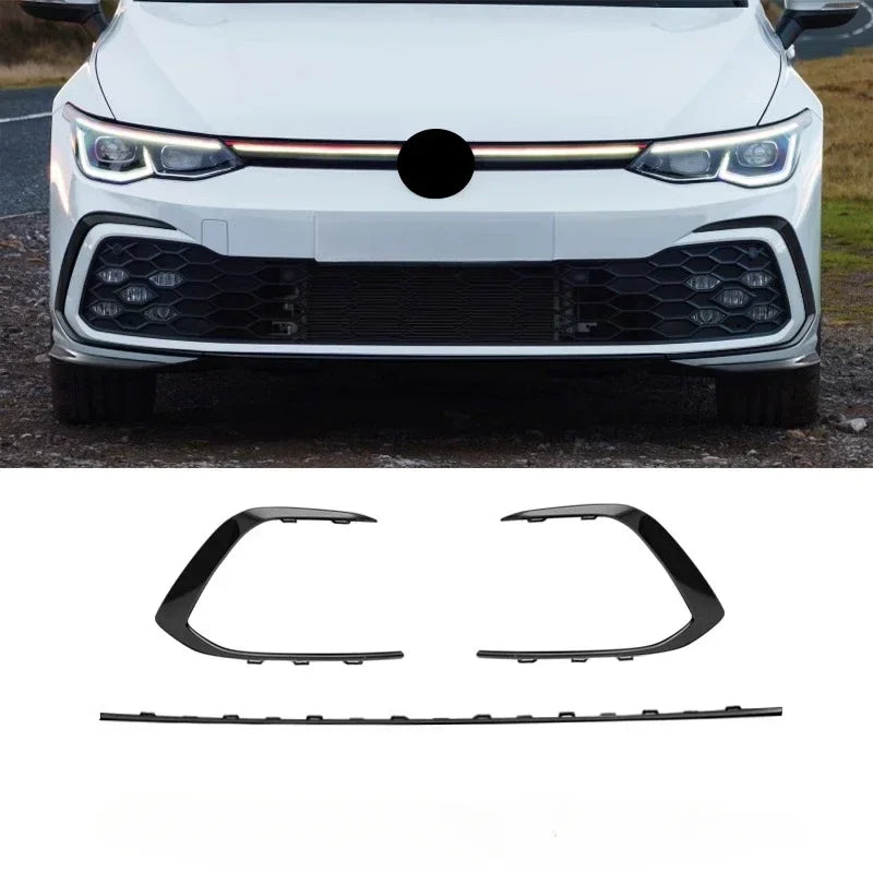 Front Bumper Grill 2021-2023 Accessories for Vw Golf 8 Mk8 R-Line GTI Sports Version Front Air Inlet Grille Fog Lamp Trim Kits