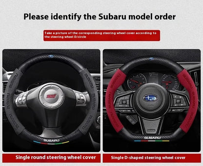 For Subaru STI Brz Wrx Xv Ascent Forester Outback Impreza Legacy Car Suede Carbon fiber Anti-slip Ventilate Steering Wheel Cover