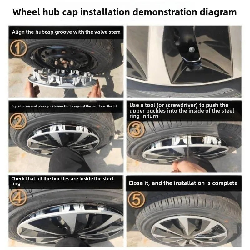 4PCS/set Universal Car Iron Steel Wheel  Hubcap R14 R15 R16 Inch Replacement Hub Caps Wheel Rim Cover PP Tire Accessories
