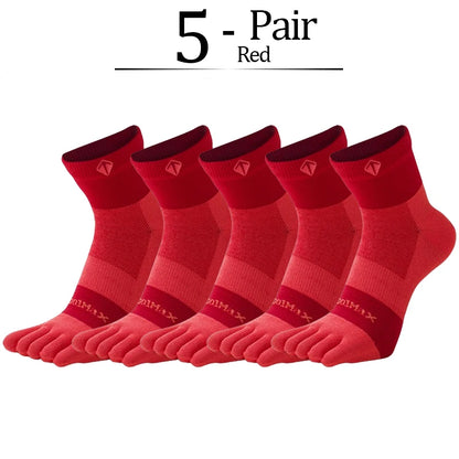 5 Pairs/lot High Elasticity Men's Socks Soft Breathable Cotton Women Fitness Sweat Wicking Split Toe Socks Outdoor Running Socks