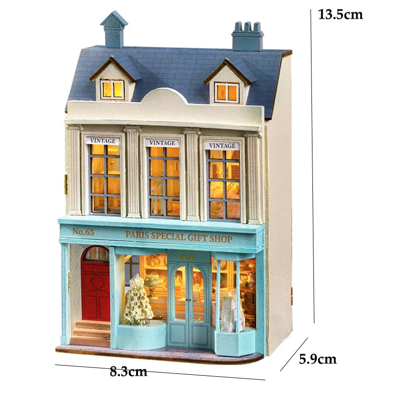 DIY Mini Wooden Doll House Assembly Building Model Pink Princess Villa Architecture Kit 3D Puzzle Dollhouse With Furniture Gifts