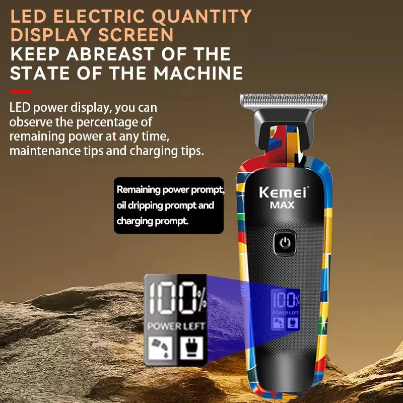 Kemei Rechargeable Graffiti Pattern Electric Hair Clipper Professional Barber Trimmer Man Shaver Km-MAX2092 KM-MAX5090 KM-RS7098