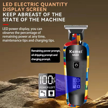 Kemei Rechargeable Graffiti Pattern Electric Hair Clipper Professional Barber Trimmer Man Shaver Km-MAX2092 KM-MAX5090 KM-RS7098