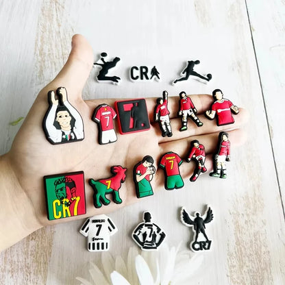 Football Star 1-18pcs/set of Cristiano Ronaldo Xmas Cartoon Shoes Charming Decorative Accessories Children's Favorite Gifts