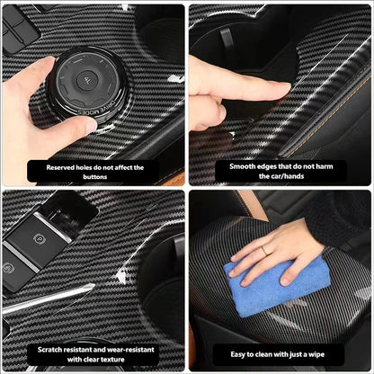 For Ford Ranger P703 T9 XL XLT Wildtrak Raptor 2023-2025 Carbon Fiber Texture Gear Shift Panel Cover Interior Trim Full Set