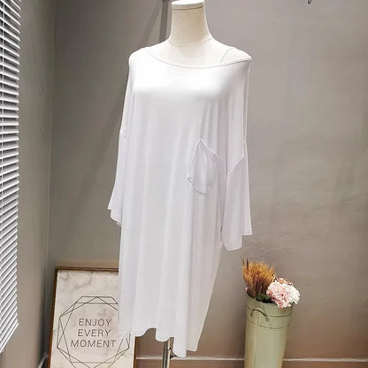 Good Girl Teenage Modal Mid-Length T-Shirt Dress Nightgown Loose Short-Sleeve round Neck Summer Women's Fashion Comfortable S...
