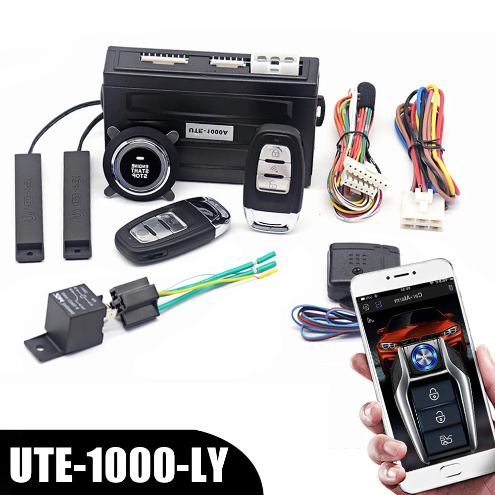 Car Smart Key Starter Alarm Bluetooth Autostart Set Auto Start Stop Push Button Keyless Entry System Skit Automotive Accessories