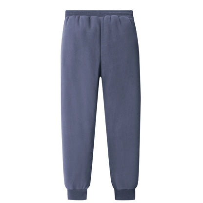 L-8XL Large Size Down Pants Men's Winter Polar Fleece Thick Casual Pants Big Size Plus Velvet Warm Solid Color Black Sweatpants