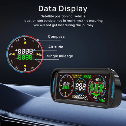 KWHUD Inclinometer 4X4 Off Road LCD Screen HUD Display Car Speedometer Digital GPS Odometer Tilt Pitch Angle Slope Meter Gadgets