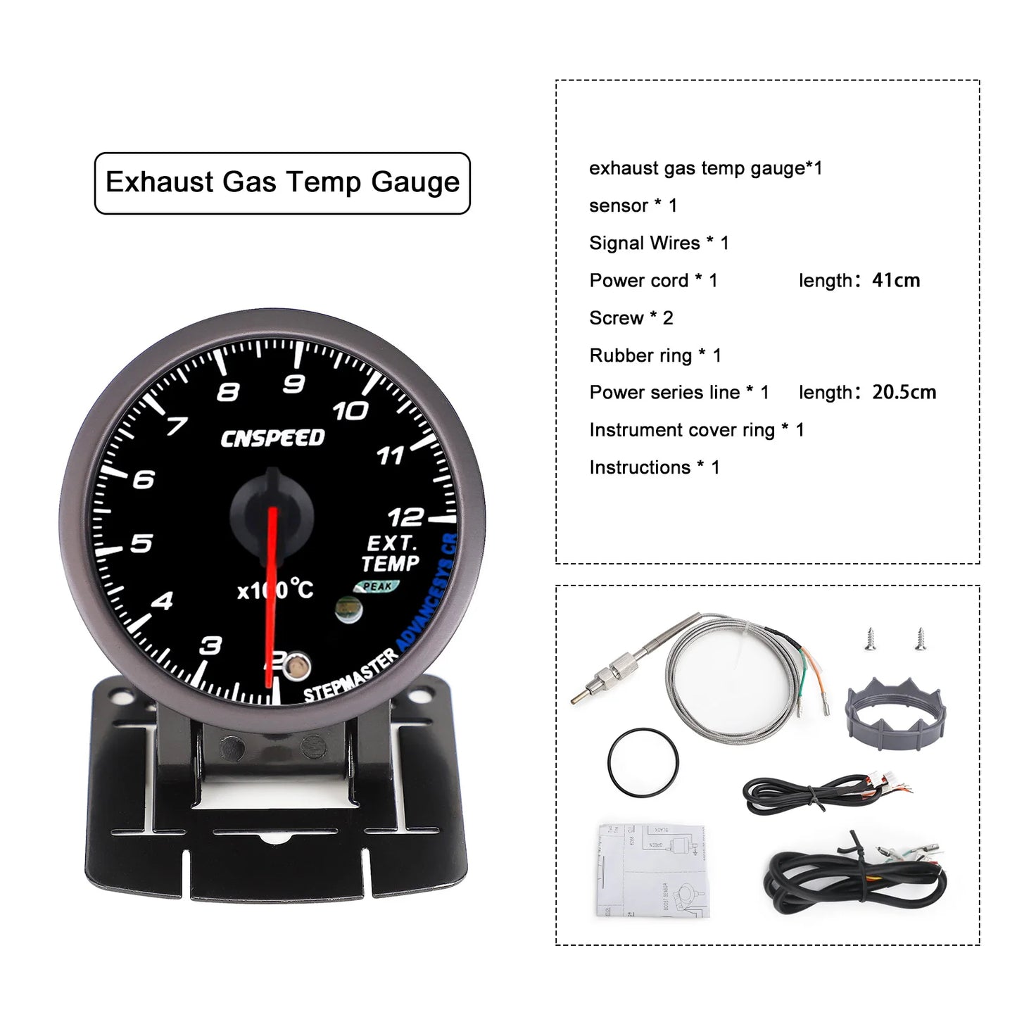 CNSPEED 2.5" 60mm New Boost Gauge Exhaust Gas Car Temperature Gauge Oil Pressure Water Temperature Oil Temperature Voltage Meter