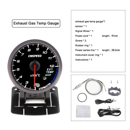 CNSPEED 2.5" 60mm New Boost Gauge Exhaust Gas Car Temperature Gauge Oil Pressure Water Temperature Oil Temperature Voltage Meter