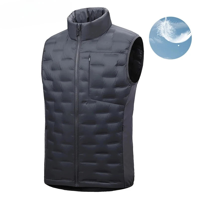 Winter Man White Duck Down Vest Men Waterproof Windproof Casual Sleeveless Vests Man Multi Pocket Warm Ultralight Waistcoat Coat