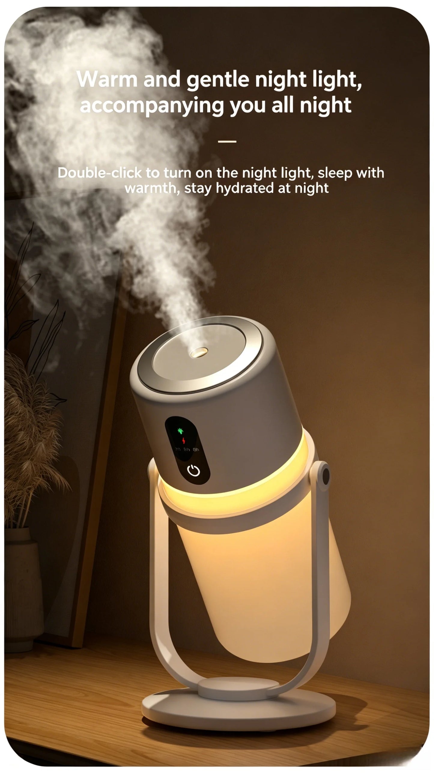 Portable 300ml Ultrasonic Humidifier Plug-in Rechargeable Low Noise Desktop Humidifier for Home Office Air Conditioner Hydration