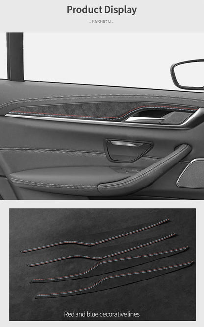 For BMW 5 Series G30 G38 Car Door Inner Handle Decorative Trim Frame Sticker Premium Interior Accessories Made of Alcantara