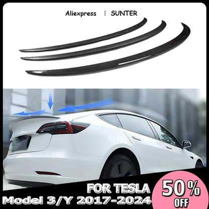Real Carbon Fiber Spoiler For Tesla Model Y 2024 Trunk Spoilers Model 3 Highland Rear Door Tail Trunk Wings Car Accessories