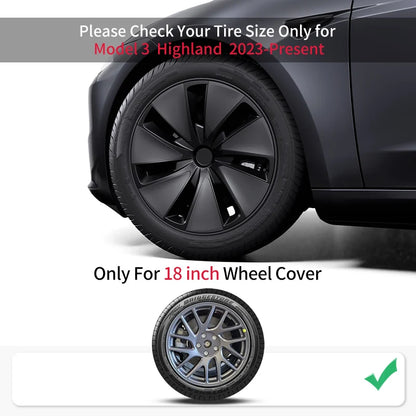 4PCS 18Inch Hubcaps for Tesla Model 3 Highland 2024-2026 Hub Cap Automobile Cap Full Rim Wheel Cover Can not for Model 3 Standar