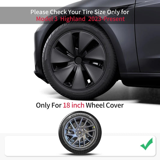 4PCS 18Inch Hubcaps for Tesla Model 3 Highland 2024-2026 Hub Cap Automobile Cap Full Rim Wheel Cover Can not for Model 3 Standar