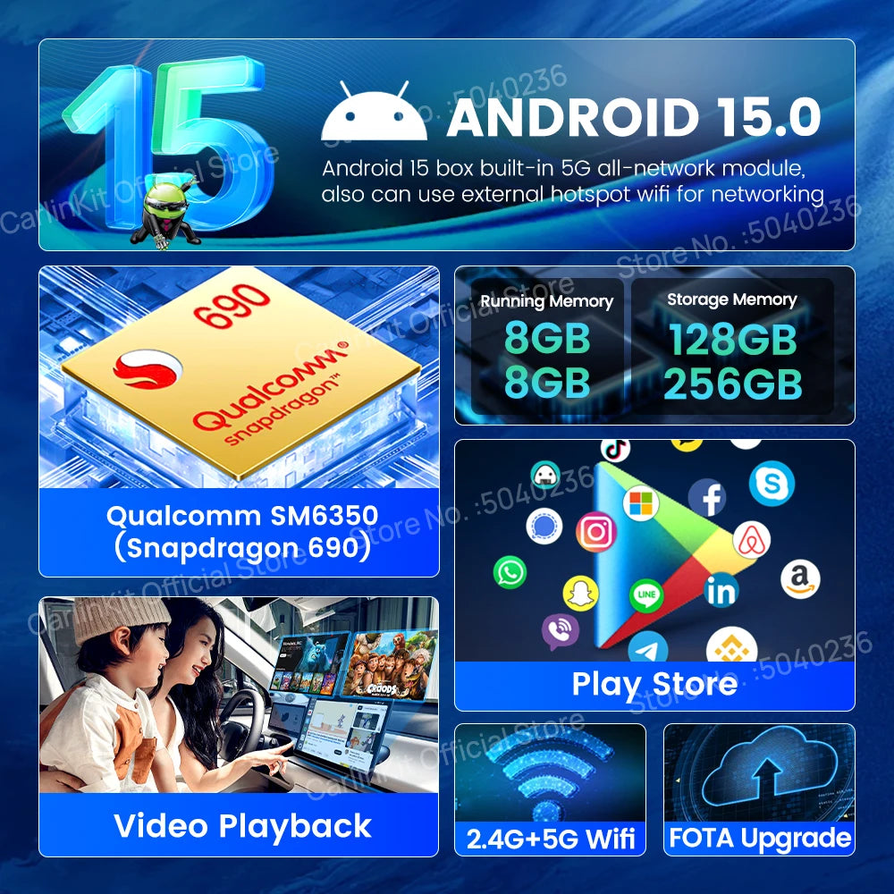 CarlinKit CarPlay Ai Box Android 15 Ultra2 SM6350 8GB+128GB Smart Android TV Box Wireless CarPlay Android Auto GPS For OEM Cars