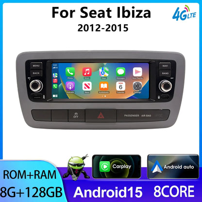 Android 15 Car Radio for SEAT Ibiza 6J IV 4 2012-2015 6.86-inch Car Multimedia Video Player GPS CarPlay AndroidAuto BT