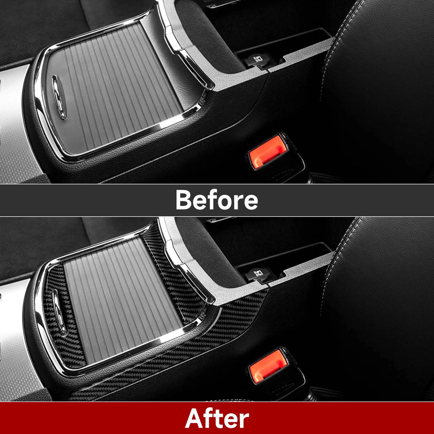 For Chrysler 300 (2011-2014) Car Center Console Gear Shift Panel Steering Wheel Cover Carbon Fiber Interior Sticker Accessories