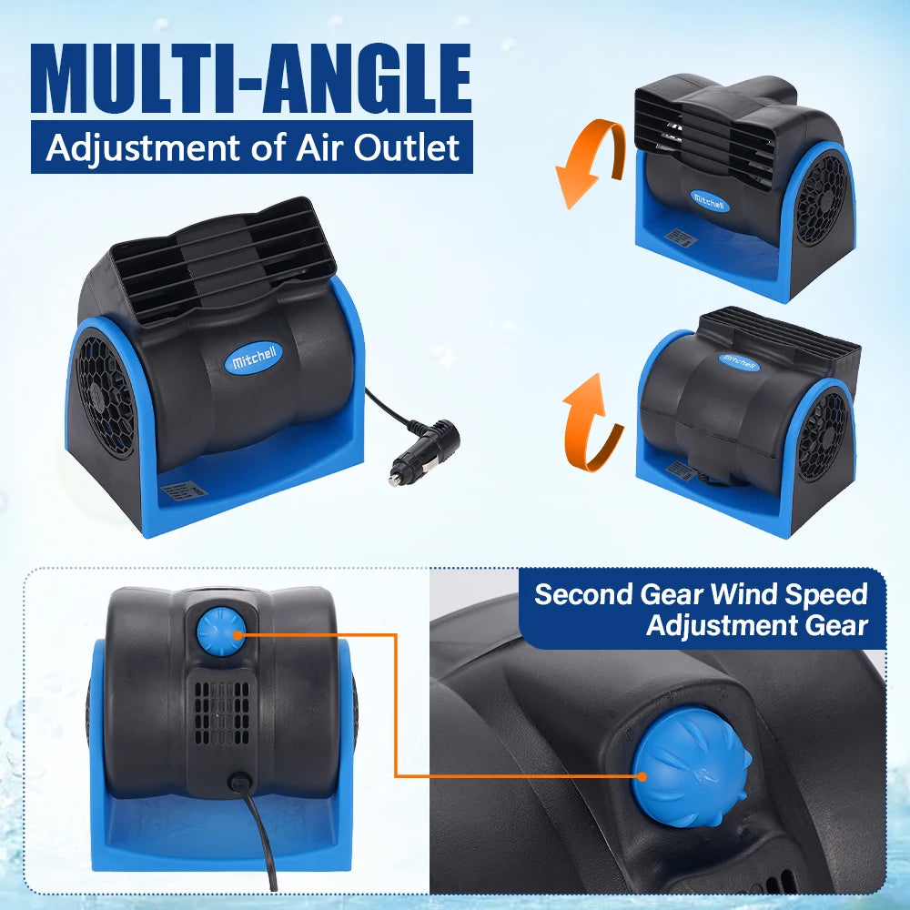 12V Car Vehicle Truck Boat Air Conditioner Car Cooling Air Fan Speed Adjustable Silent Cool Cooler With Auto Cigarette Lighter