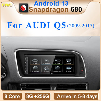 STWEI Qualcomm Snapdragon 680 6225 2.4GHz Wireless CarPlay Android13 Auto For AUDI Q5 Car Multiledia Players Video GPS Bluetooth