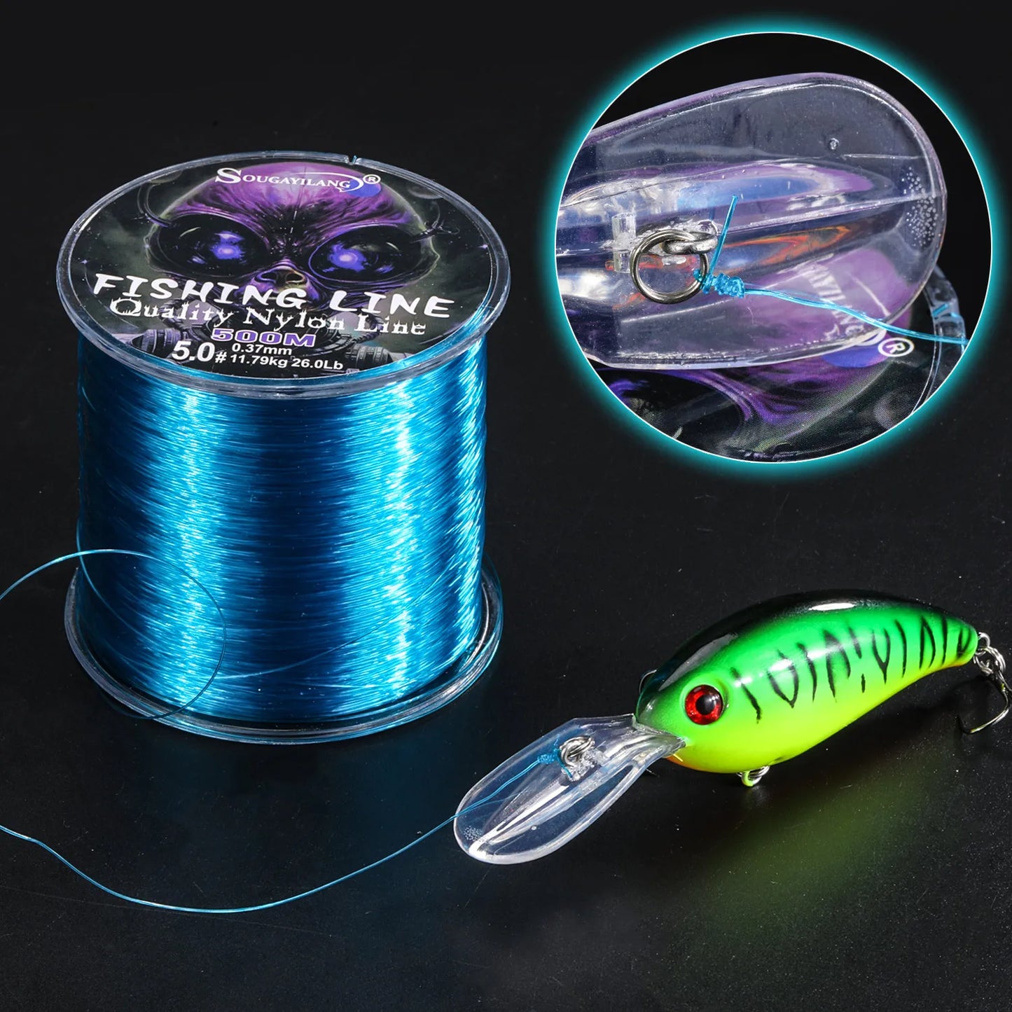 Sougayilang Nylon Fishing Line Strong Tensile and Wear-resistant Fishing Line 500m Capacity Freshwater Saltwater Fishing Line