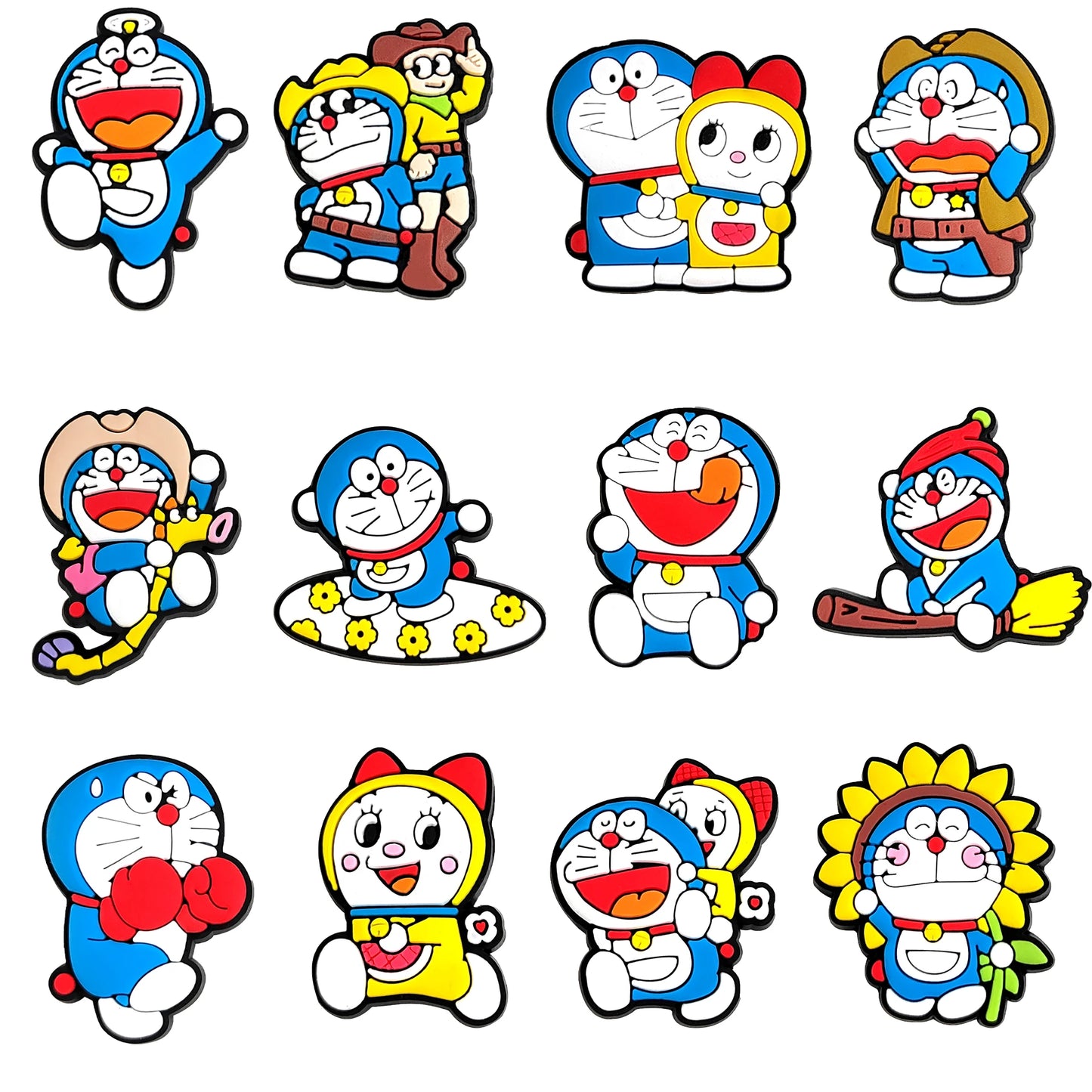 12-50Pcs Mixed Dorae Shoe Charms For Clogs Cartoon Series Shoe Decoration Premium Quality Popular Charms Accessories Great Gift