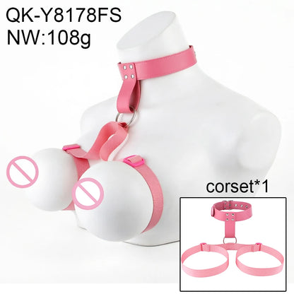 QKKQ Chest Harness Belt PU Leather And Webbing Erotic Bra Breast Flirting Chest Binder Breast Bondage BDSM Sex Toys For Women