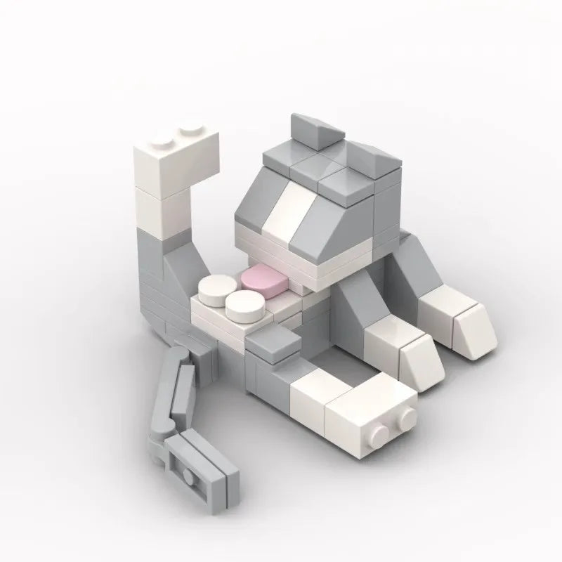 Shrimp Building Blocks Cattle Horses Hard Work Office Figurines Cream Cat Ornament Beast of Burden Model Assembly Toy for Worker