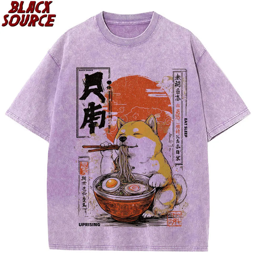T395 Kawaii Shiba Inu Eating Ramen - Dog Lover Gift T-Shirt Print Original Design Gifts T Shirts Graphic T Shirts Mens Clothing