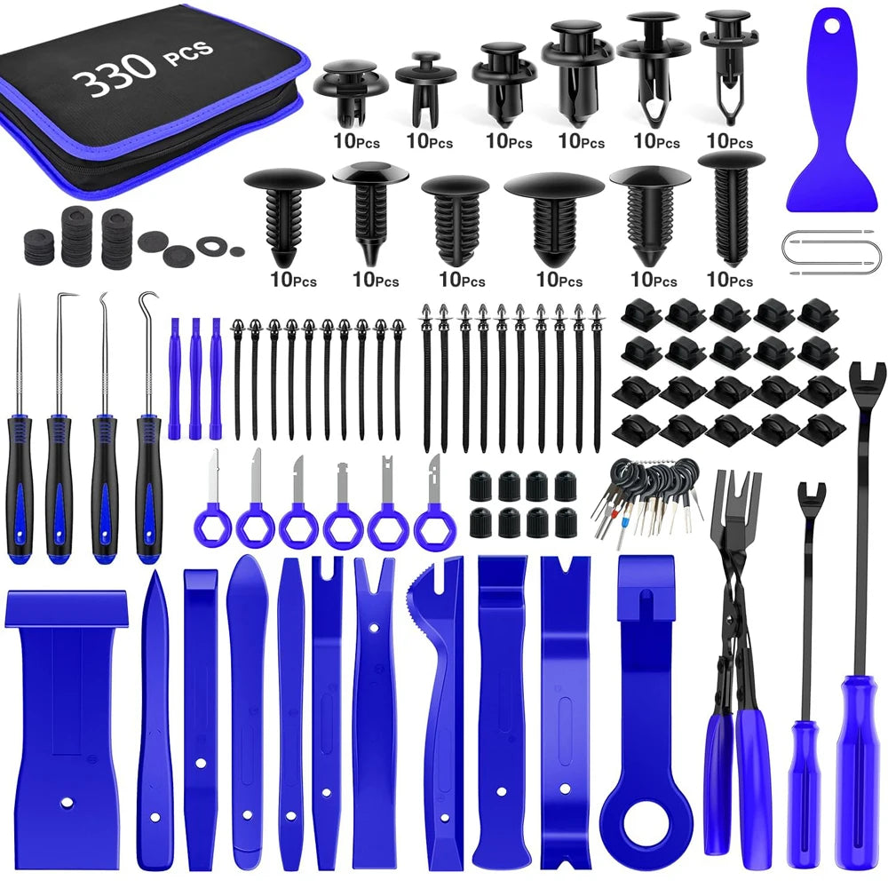 330Pcs Trim Removal Tool Auto Push Pin Bumper Retainer Clip Set Fastener Terminal Remover Tool Adhesive Cable Clips Kit