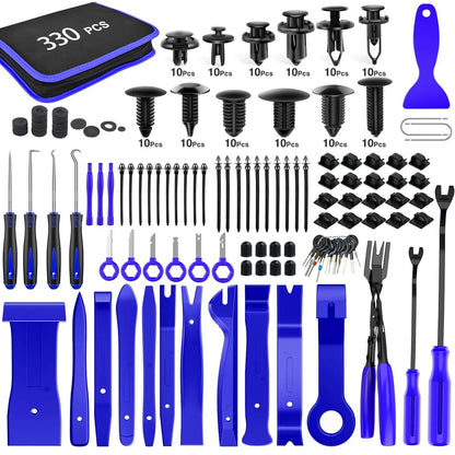 330Pcs Trim Removal Tool Auto Push Pin Bumper Retainer Clip Set Fastener Terminal Remover Tool Adhesive Cable Clips Kit