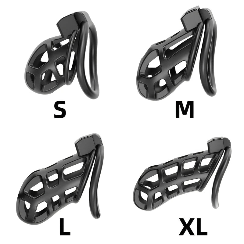 Male Chastity Cage Penis Lock Resin Chastity Breathable Cock Ring with 4 Rings Penis Fetish Restraint Sexy Adult Toys for Men