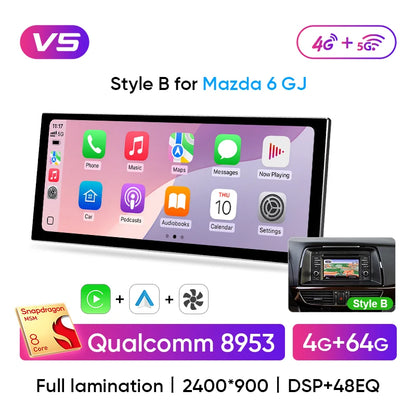 Ainavi 12.3 inch Car Radio For Mazda 6 GJ Series Atenza 2013 2014 2015 Wireless Carplay Android Auto 4G Car Multimedia Player