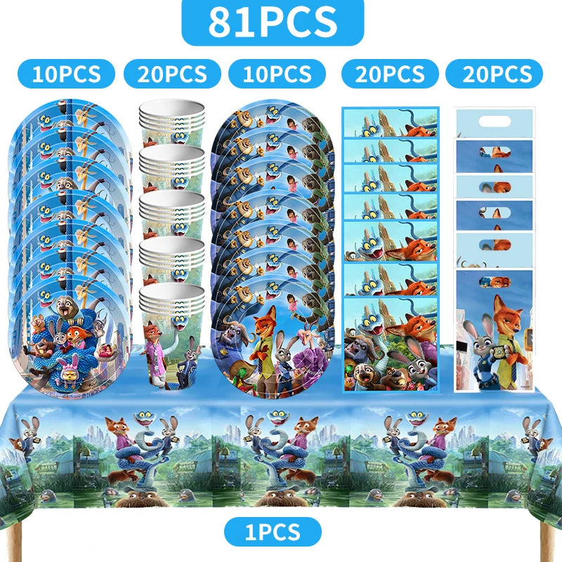 NEW Zootopia Party Favor Zootopia 2 Birthday Decoration Judy Nick Gary Party Supplies Zootropolis Coil Notebook Box Bag Card Kid