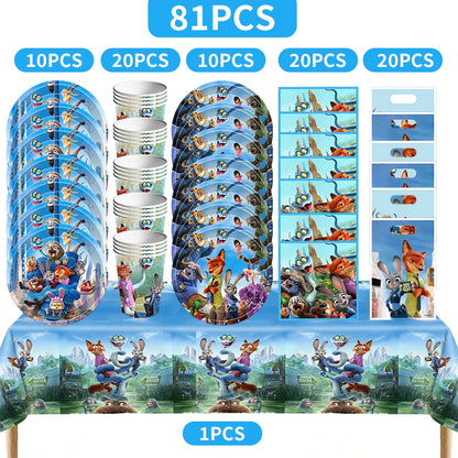 NEW Zootopia Party Favor Zootopia 2 Birthday Decoration Judy Nick Gary Party Supplies Zootropolis Coil Notebook Box Bag Card Kid