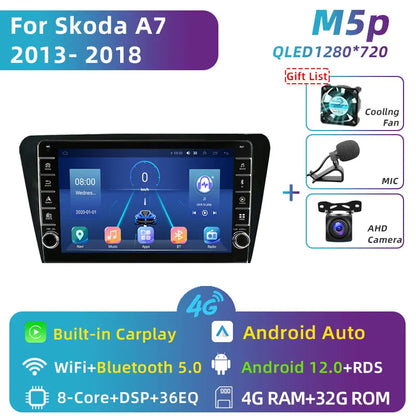 Jundof 2 Din Android 13 Car Radio For Skoda Octavia 3 A7 2013-2018 Multimedia Video Player 4G WiFi Navigation Carplay Head unit