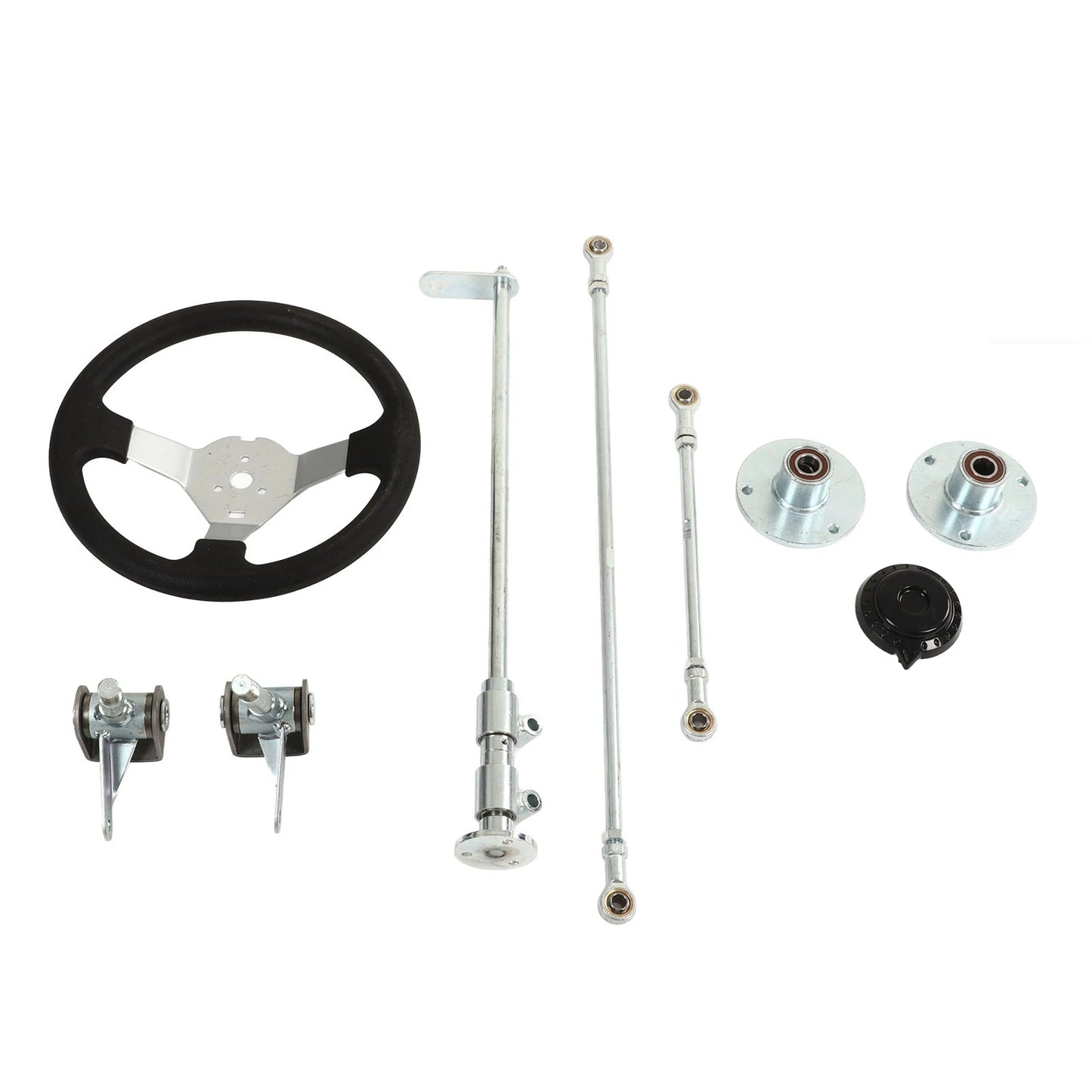300mm Go Karts Steering Wheel Kit Tie Rod Ball Joint Gear Rack Shaft Kit for 100cc 125cc 140cc 150cc Go Kart Quad