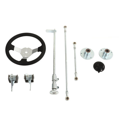300mm Go Karts Steering Wheel Kit Tie Rod Ball Joint Gear Rack Shaft Kit for 100cc 125cc 140cc 150cc Go Kart Quad
