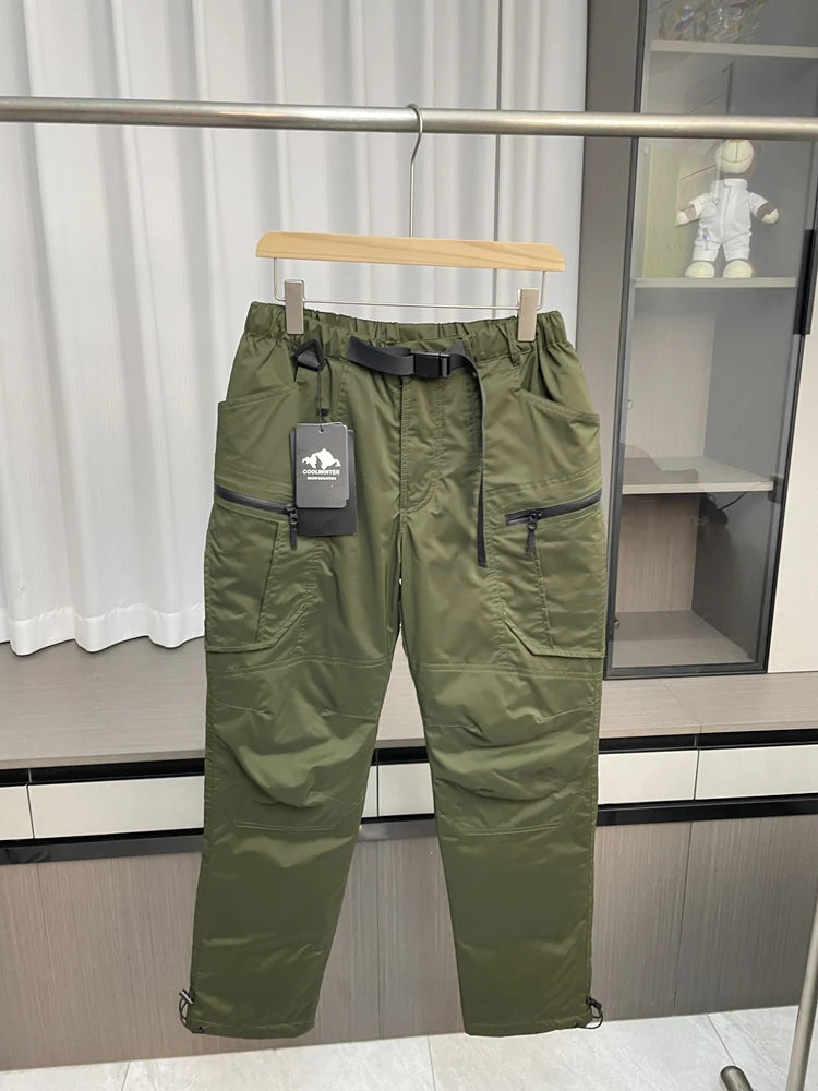 Men's Winter Outdoor Waterproof down Trousers 90 Goose down Workwear Long Pants Youth Fashion Casual  Color
