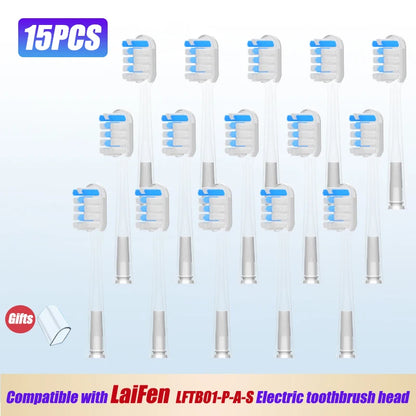 15pcs Brush Head Compatible with LaiFen LFTB01-P-A-S Sonic Electric Toothbrush Vacuum Packaging