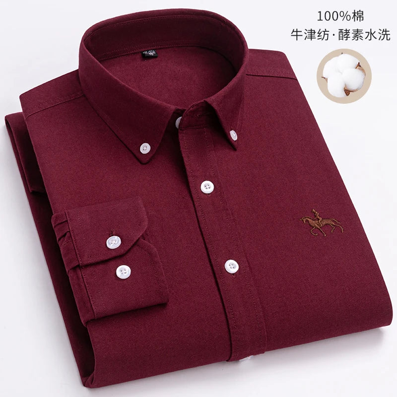 Fashionable Cotton Men's Shirt Long-Sleeved Oxford Soft Comfortable And Breathable Classic Versatile Business Casual Men's Shirt