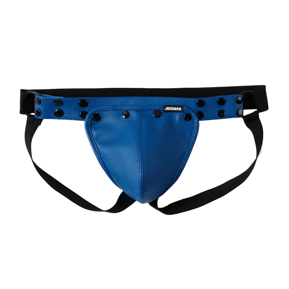 Men's Leather Tri Harness Chest Armor Buckles Adjustable Size Removable Pouch Faux Leather Jockstrap Gay Underwear  Costumes