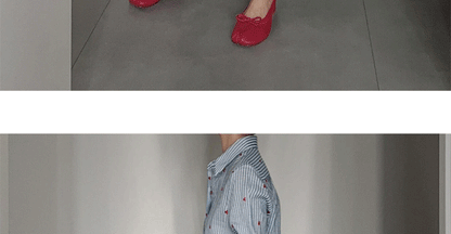 Blue Striped Linen Set Women's Long Sleeve Heart Print Blouse Half Skirt Two Piece Set Summer Fashion Ensemble for Young Women