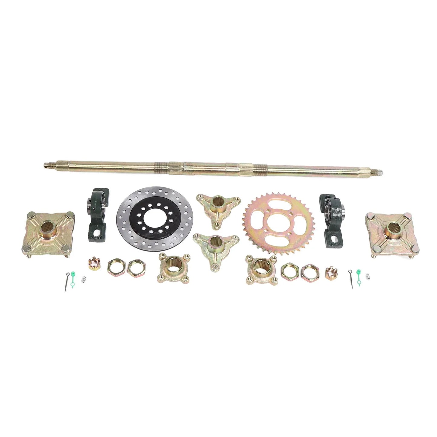 Heavy Duty 740mm Go Kart Rear Axle Kit with 37T Sprocket & Brake Disc for 50-150CC DIY ATVs Quads Drift Trikes