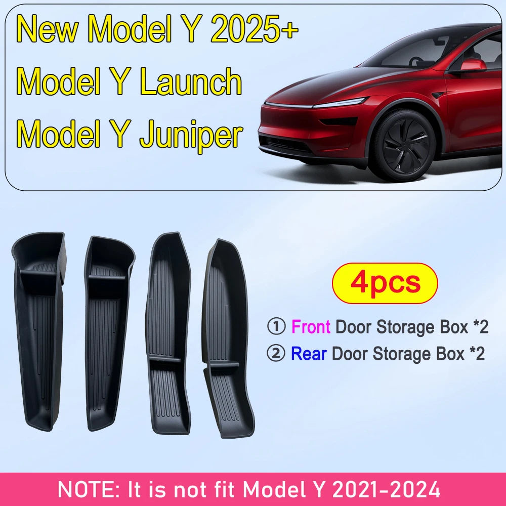 New Door Side Storage Box Front Rear Door Handle Armrest Tray Organizer for 2026 2025 Tesla Model Y Juniper Model 3 Model YL Y L
