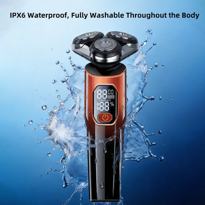 OMUONE Electric Shaver 3D IPX6 Waterproof Razor Wet And Dry Dual Use Face Beard Battery Digital Display For Men