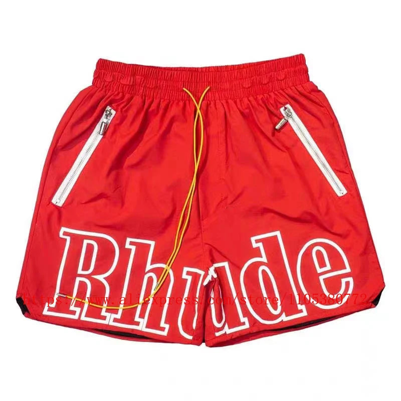 New Arrival RHUDE Print Casual Shorts Loose Street Shorts with Pockets Men's High Quality Shorts